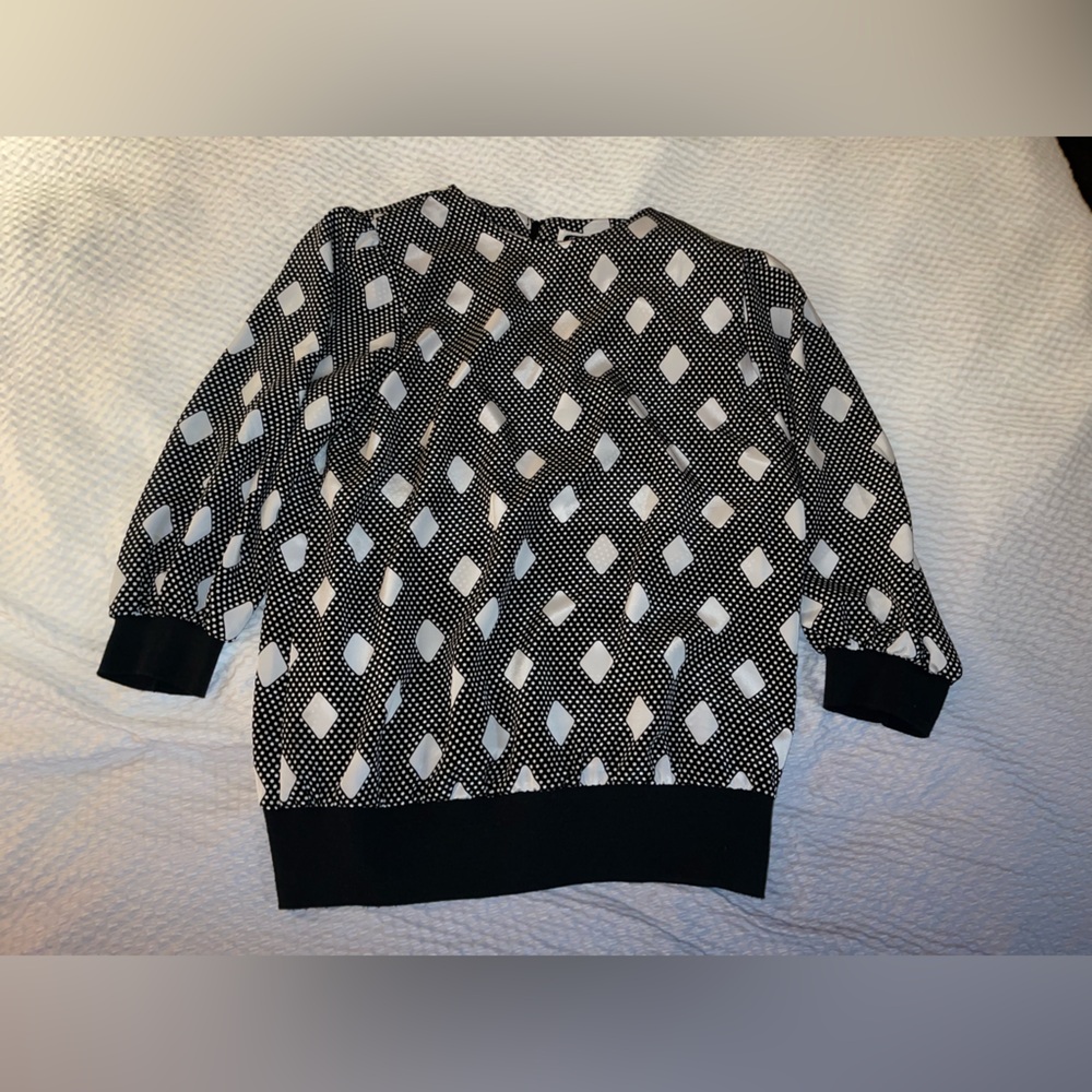 Vintage Black and White Polka Dot Blouse Size 16 JoHanna York by Joan Davis